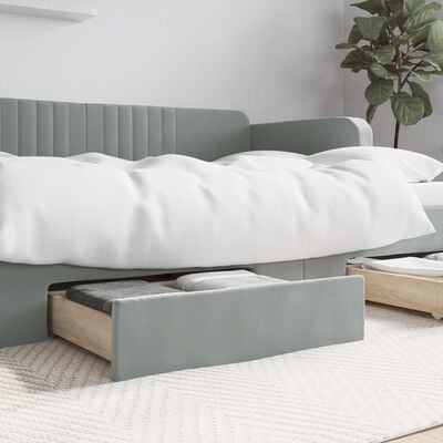 vidaXL Чекмеджета за легло, 2 бр, светлосиви, инженерно дърво и кадифе