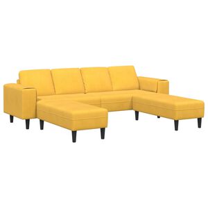 vidaXL Диван Светло жълто 250 x 188 x 76 см Кордюрова тъкан