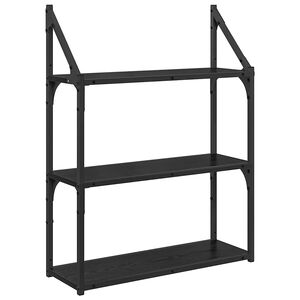vidaXL Стенен рафт с рафт Черния дъб 60 x 21 x 78,5 cm Инженерно дърво