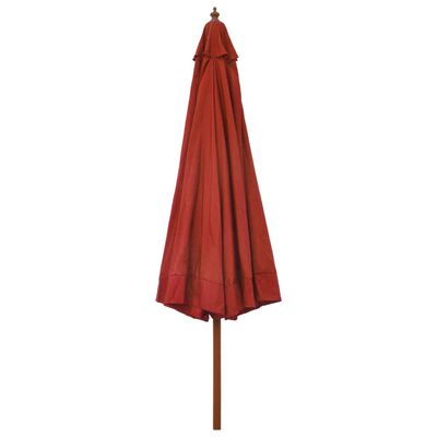 vidaXL Градински чадър с дървен прът, 330 см, теракота