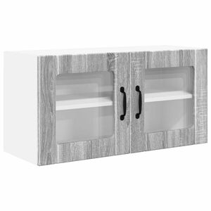 vidaXL Стенен стъклен шкаф PORTO Сив Сонома 80 x 31 x 40 см