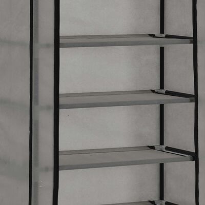 vidaXL Шкаф за обувки с покривало, сив, 57x29x162 см, плат