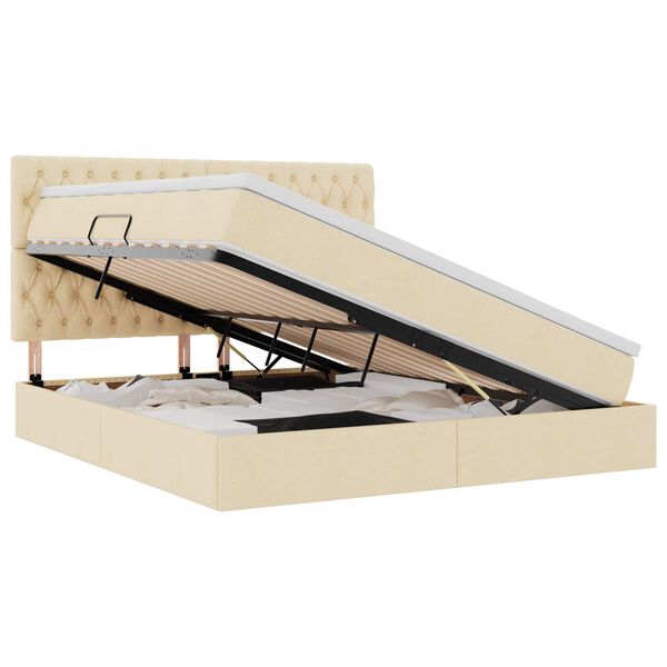 vidaXL Легло с място за съхранение и LED Кремав 180 x 200 cm Полиестер