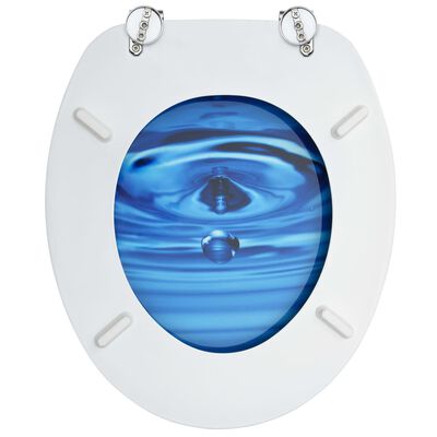 vidaXL WC тоалетна седалка с капак, МДФ, дизайн сини водни капки