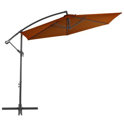 vidaXL Конзолен чадър с алуминиев прът, теракота, 300 см