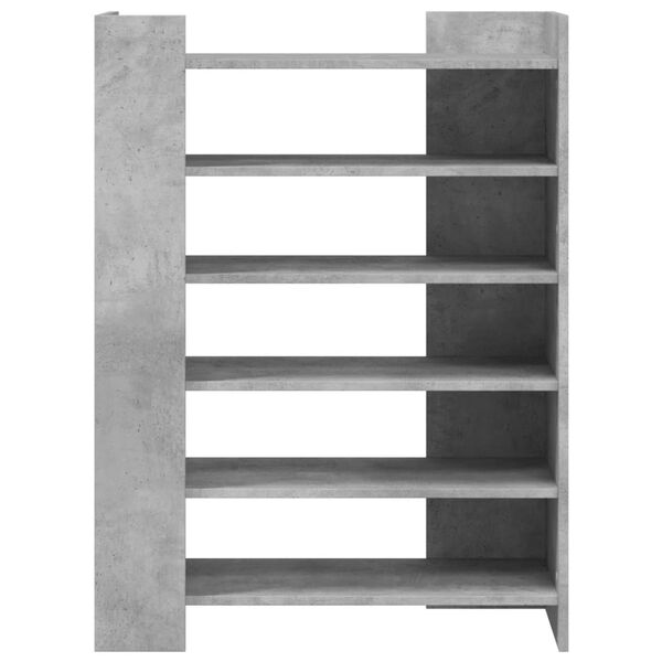 vidaXL Шкаф за обувки, бетонно сив, 74,5x37,5x100 см, инженерно дърво