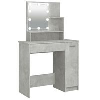 vidaXL Тоалетка с LED, бетонно сива, 86,5x35x136 см