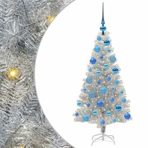 vidaXL Коледно дърво Сребрист 120 cm PET