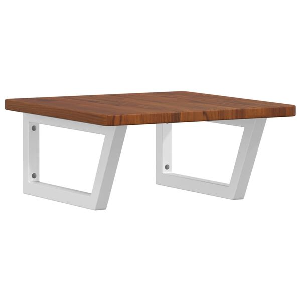 vidaXL Стенен рафт за мивка, стомана и масивно дърво дъб