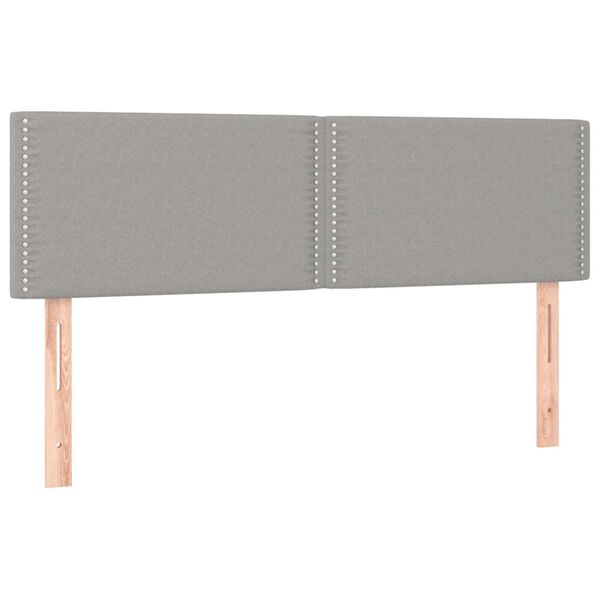 vidaXL Горни табли за легло, 2 бр, светлосиви, 72x5x78/88 см, плат