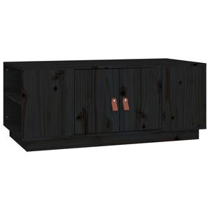 vidaXL Кафе маса, черен, 100x50x41 см, борово дърво масив