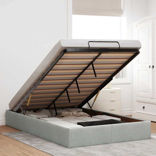 vidaXL Османска рамка за легло без матрак, светлосива 120x190см кадифе