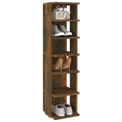 vidaXL Шкаф за обувки, опушен дъб, 27,5x27x102 см, инженерно дърво