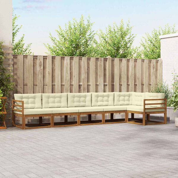 vidaXL Комплект дивани за открито 6 pcs Натурален и Крема