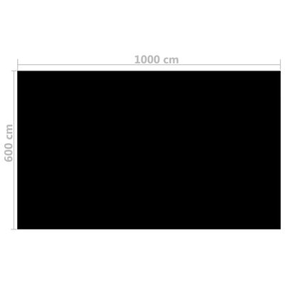 vidaXL Правоъгълно покривало за басейн, 1000x600 см, PE, черно