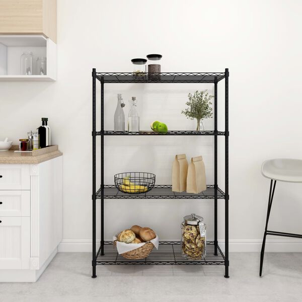 324622 vidaXL 4-Tier Storage Shelf 90x35x137 cm Black 200 kg