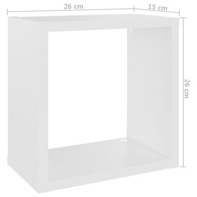 vidaXL Стенни кубични рафтове, 6 бр, бяло и дъб сонома, 26x15x26 см