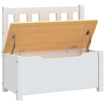 vidaXL Детска пейка за съхранение, бяло и бежово, 60x30x55 см, МДФ