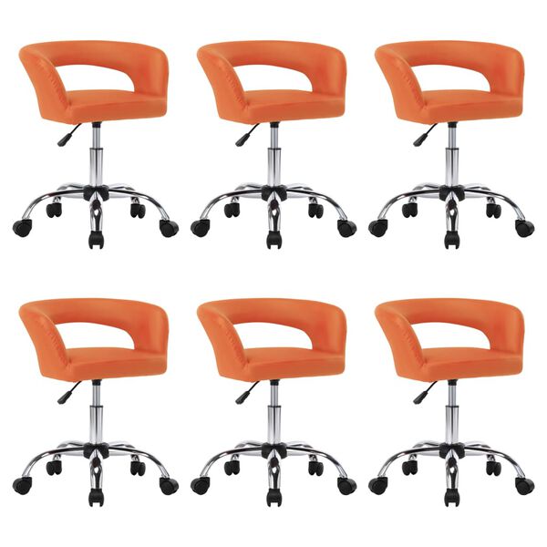 vidaXL Трапезни столове, 6 бр, оранжеви, изкуствена кожа