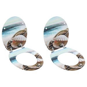 vidaXL WC тоалетни седалки, 2 бр, с капаци, МДФ, морски дизайн
