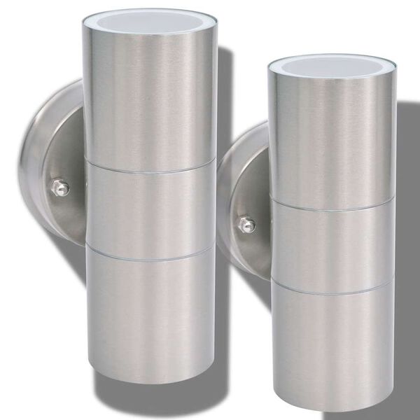 vidaXL Външни LED лампи, 2бр, неръждаема стомана, насочени горе/долу