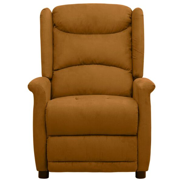 vidaXL Изправящ масажен стол, кафяв, микрофибърна тъкан