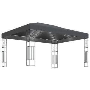 vidaXL Шатра с LED светещи стрингове, 3х4 м, антрацит, текстил