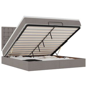 vidaXL Османска легло с матрак и LED, таупе, 180x200 см, плат