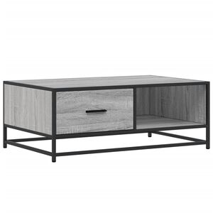 vidaXL Кафе маса, сив сонома, 90x57x35 см, инженерно дърво и метал