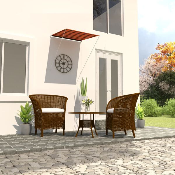 vidaXL Сенник с падащо рамо, 100x150 см, оранжево и кафяво