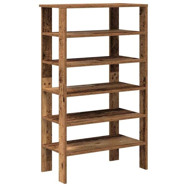 vidaXL Етажерка за обувки, старо дърво, 61x32x105 см, инженерно дърво