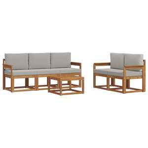 vidaXL Комплект дивани за открито 6 pcs Естествено и светло сиво