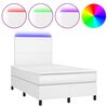 vidaXL Боксспринг легло с матрак и LED бяло 120x190 см изкуствена кожа