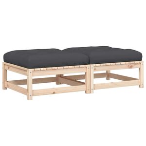 vidaXL Градински табуретки с възглавници, 2 бр, борово дърво масив