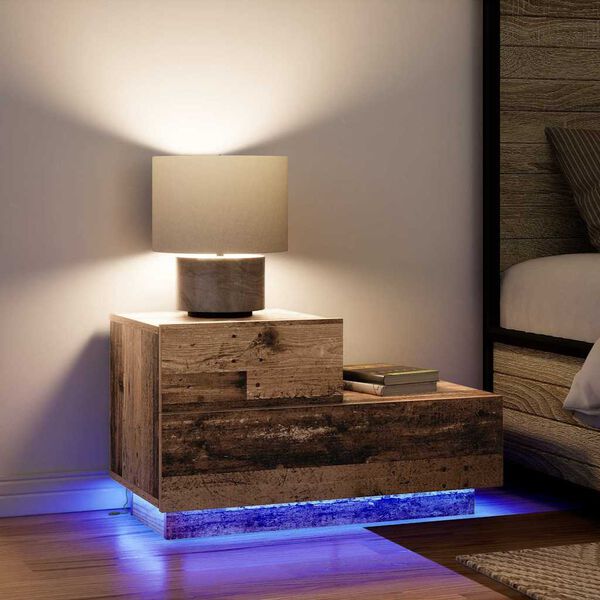 vidaXL Нощен шкаф Старо дърво 70 x 36 x 40,5 см Инженерно дърво