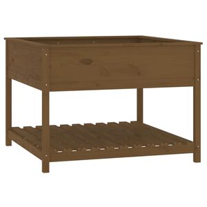 vidaXL Плантер с рафт, меденокафяв, 111,5x111,5x81, борово дърво масив