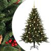 vidaXL Изкуствена коледна елха с топки 120 см 150 LED светодиода