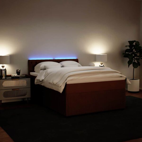 vidaXL Боксспринг легло с матрак, розово, 140x200 см, кадифе