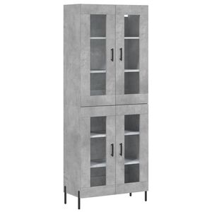 vidaXL Висок шкаф, бетонно сив, 69,5x34x180 см, инженерно дърво