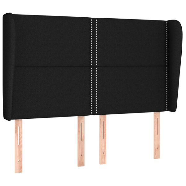 vidaXL Горна табла за легло с уши, черна, 147 x 23 x 118/128 см, плат