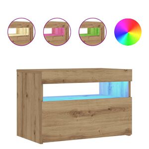 vidaXL Нощно шкафче с LED светлини Artisan Oak 60x35x40 cm