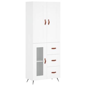 vidaXL Висок шкаф, бял, 69,5x34x180 см, инженерно дърво