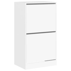 vidaXL Шкаф за обувки с 2 флип чекмеджета бял 60x42x108 см