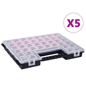 vidaXL Асортиментни кутии 5 бр с регулируеми разделители 385x283x50 мм