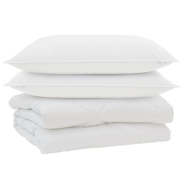 vidaXL Завивка с възглавница 3 pcs Бяло Микрофибър