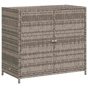 vidaXL Градински шкаф за съхранение, сив, 83x45x76 см, полиратан