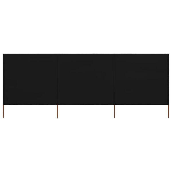 vidaXL Параван против вятър от 3 панела, текстил, 400x120 см, черен