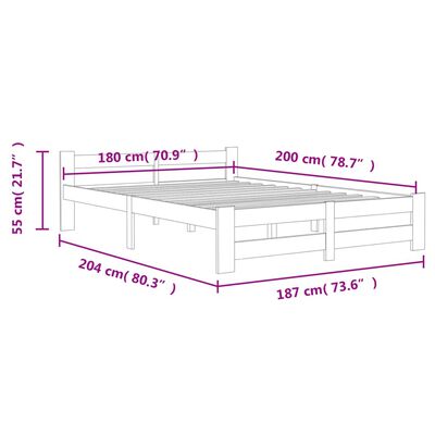 vidaXL Рамка за легло, бор масив, 180х200 см