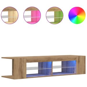 vidaXL ТВ шкаф с LED осветление Дъб Artisan 135x39x30 cm
