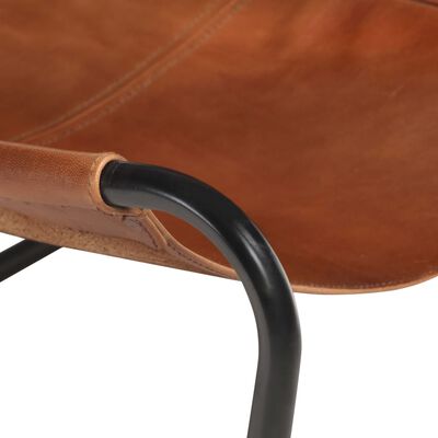 vidaXL Релаксиращ стол, кафяв, естествена кожа